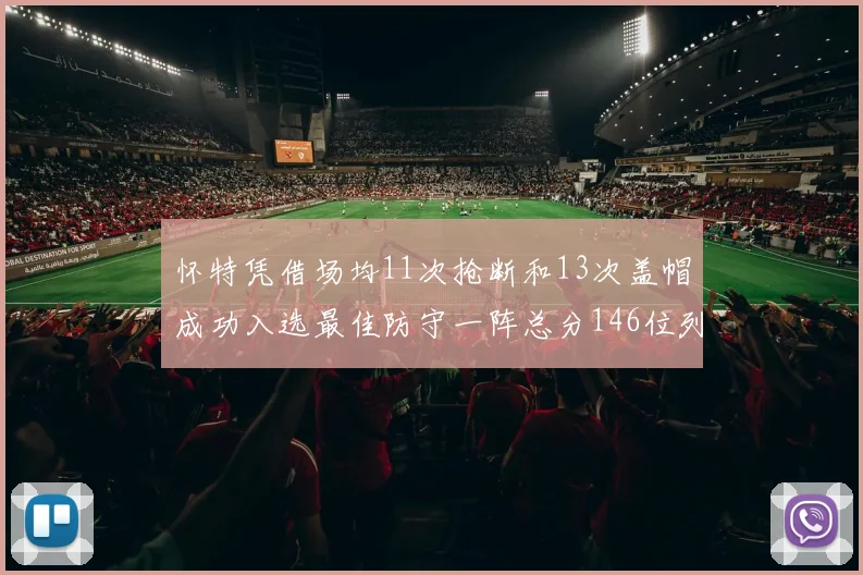 怀特凭借场均11次抢断和13次盖帽成功入选最佳防守一阵总分146位列第五